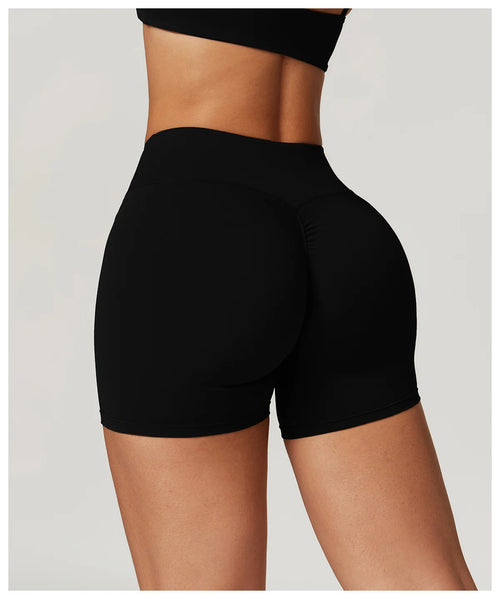 Crossover-Waist Booty Lift Shorts - Black