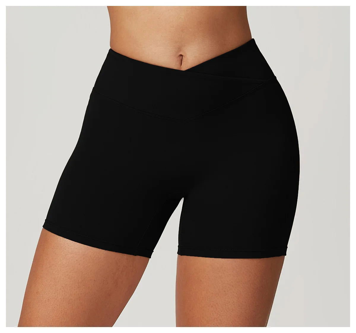 Crossover-Waist Booty Lift Shorts - Black