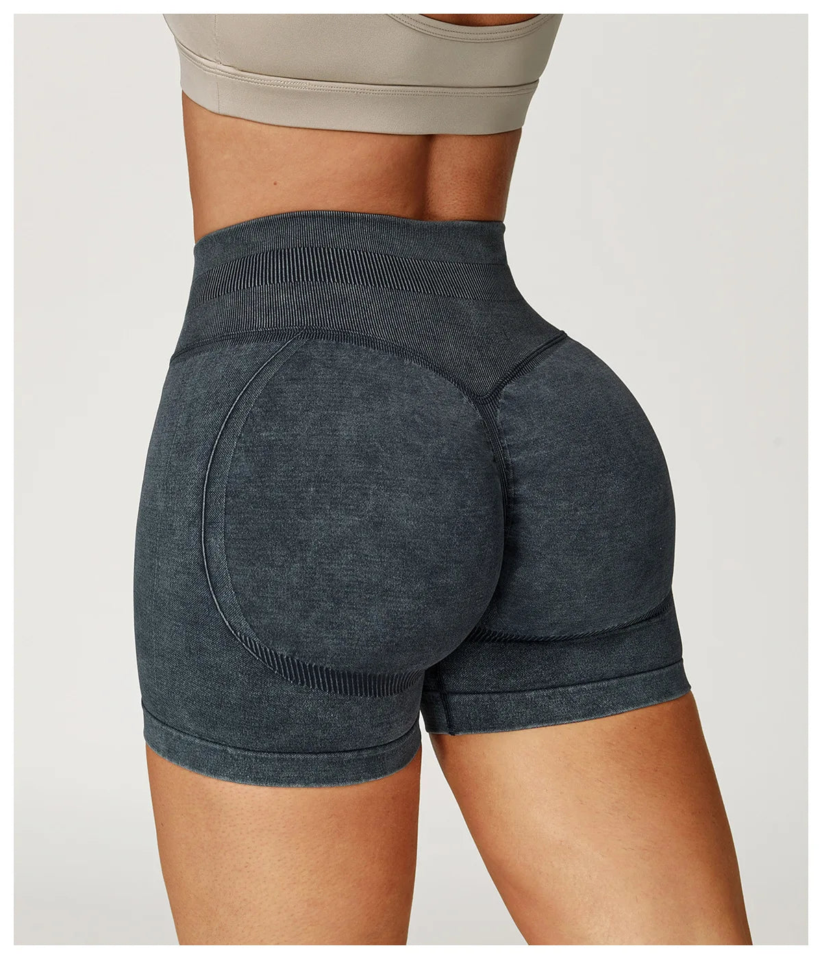 VIVU Sand Wash Yoga Shorts Sand Washing Black