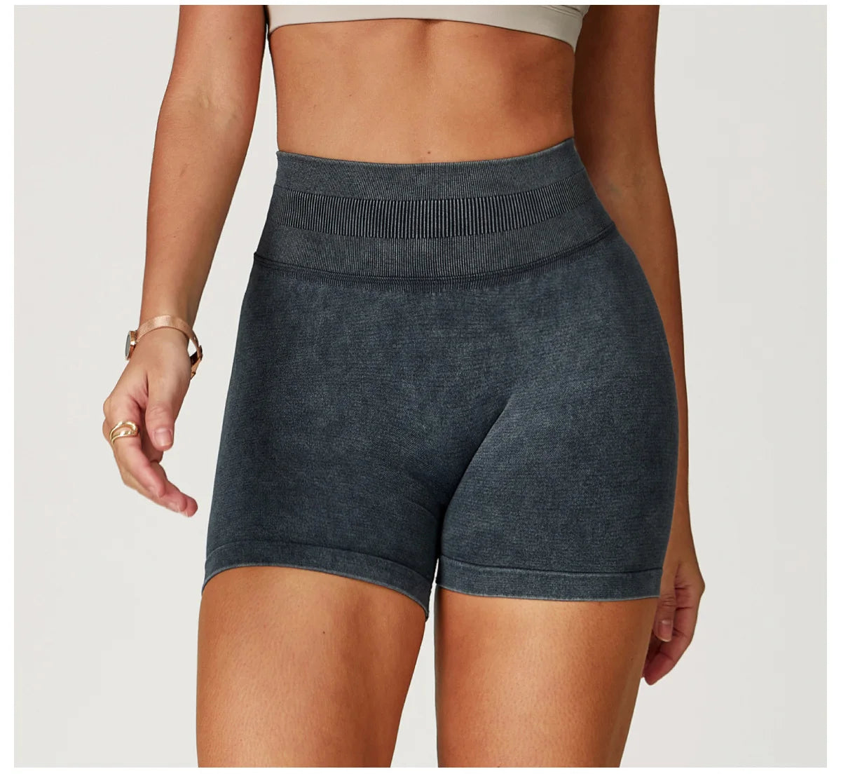 VIVU Sand Wash Yoga Shorts Sand Washing Black