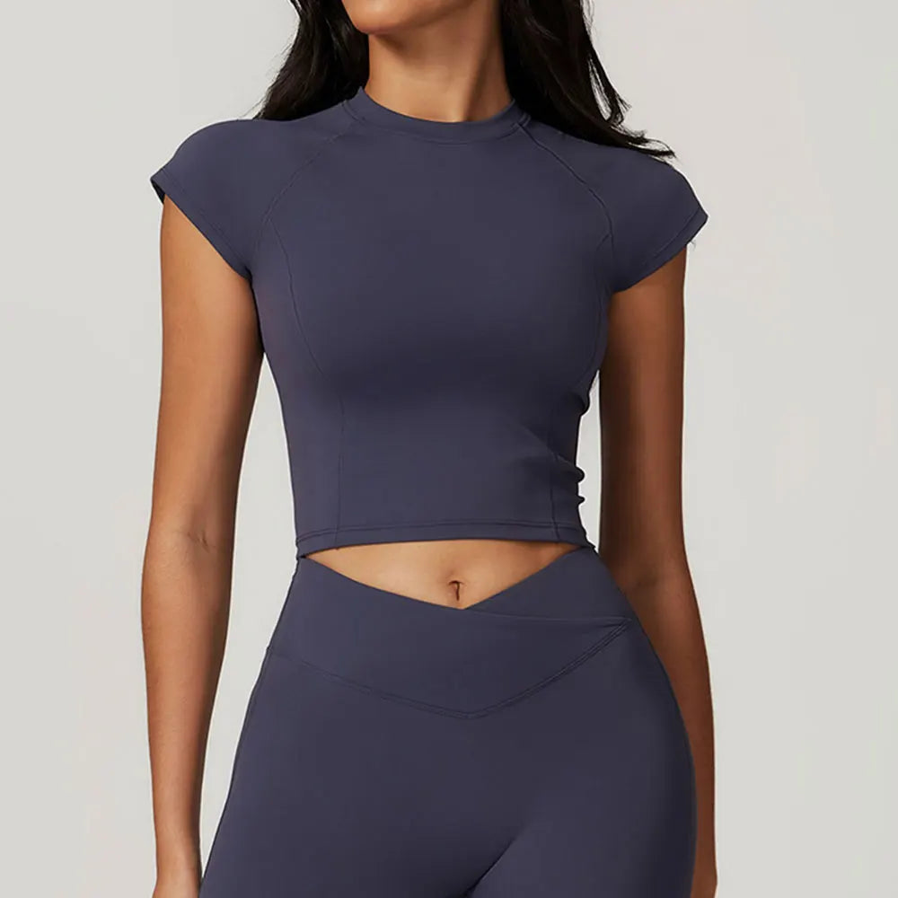 VIVU Yoga Tops Blue gray