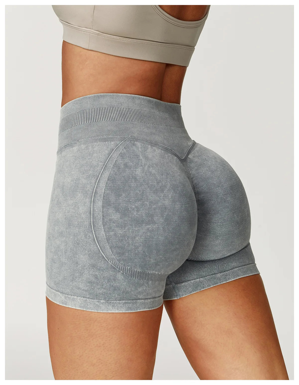 VIVU Sand Wash Yoga Shorts Free Grey