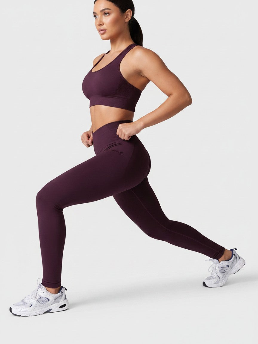 VIVU Scrunch Seamless Leggings Wine Red