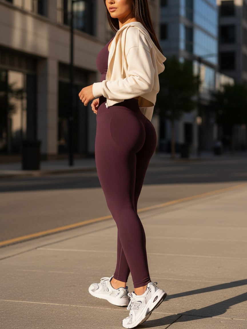 VIVU Scrunch Seamless Leggings Wine Red